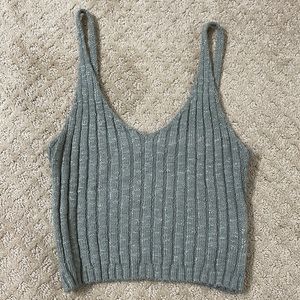 Adorable Grey Knit Crop Top